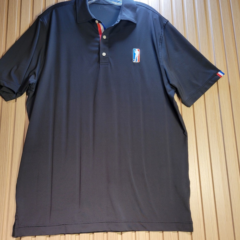 USAG U Suck At Golf Mens Performance Polo Shirt Black Stretch Golf Top Large